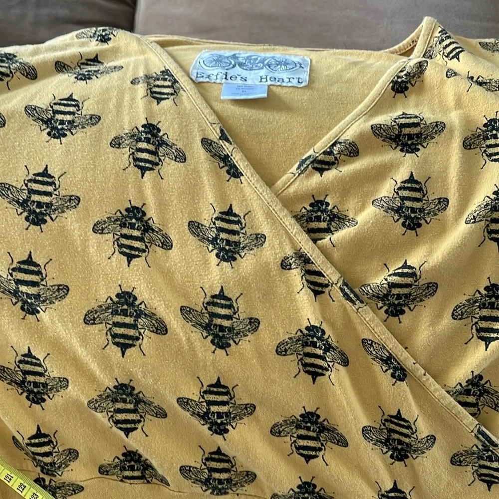 Effie’s Heart Mustard Yellow Bee Novelty Print Wrap top dress with pockets XL - Picture 10 of 11